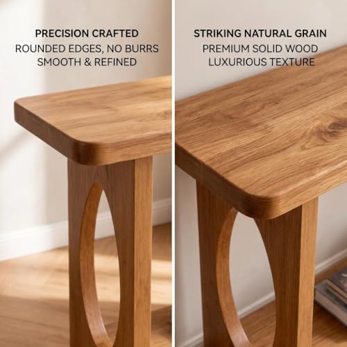Mesa consola de estilo rústico en madera natural para recibidor 8