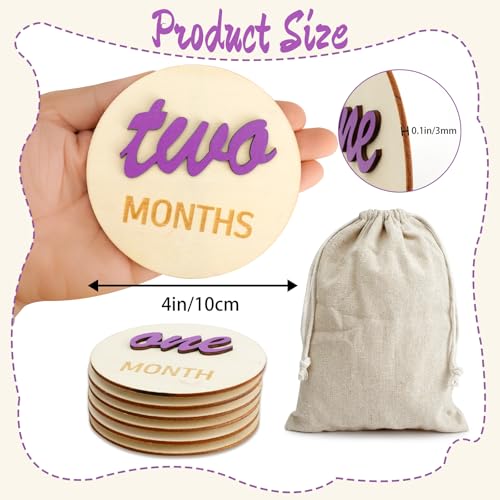 Image of LIOUCDB 3D Baby Monthly Milestone Cards Sign, 6 Pack Double Sided Baby Announcement Sign, Newborn Photography Props, 1-12 Months Milestone Wooden Circles for Boy and Girl