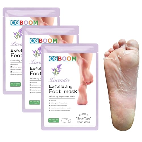 Lot de 3 paires de masques pour les pieds - Chaussettes pour callosités - Masque exfoliant naturel et doux - Soin des pieds - Masque exfoliant hydratant pour les pieds - Pour hommes et femmes - Répare