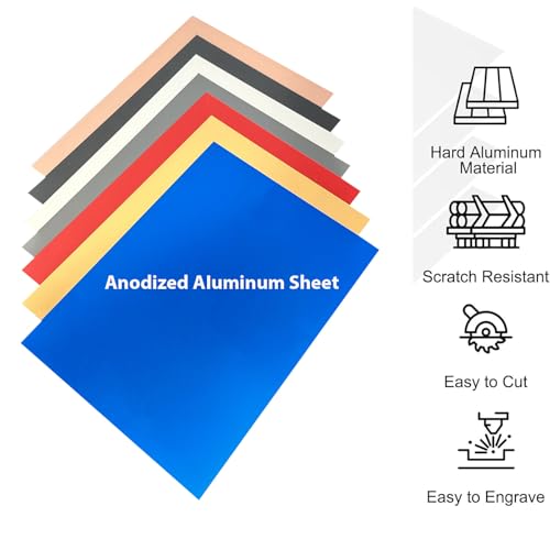Image of 14Pcs Mixed Anodized Aluminum Sheets 5 inch x 7 inch x 1 /32 inch (0.8mm), 2 of Each: Black, Golden, Silver, Gray, Red, Blue, Rose-Gold, Corrosion-Resistant for Laser Engraving & DIY Crafting