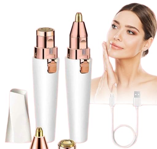 New Painless Lip Hair Removel 2 in 1 Hair Removing White Painless Eyebrow Trimmer and Facial Hair removel 2 in 1 jari Flawless and Epilator, Lips Hair Removel, Nose HairNIL-P206-image-9