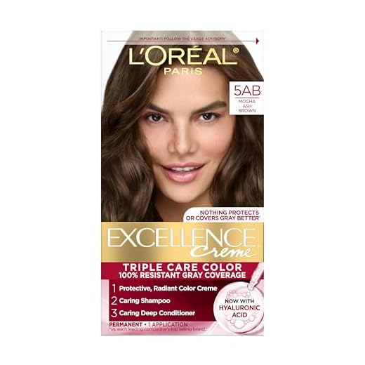 L'Oreal Paris Excellence Creme Permanent Triple Care Hair Color, 5AB Mocha Ashe Brown, Gray Coverage For Up to 8 Weeks, All Hair Types, Pack of 1