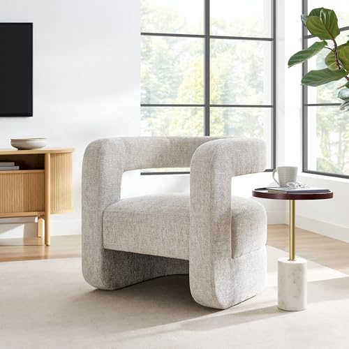 Modway Jaylin Chenille Accent Chair in Dove Gray - Upholstered Comfy Club Chair - Modern Soft Barrel Chair - Round Leisure Accent Chair with Curved Back for Living Room, Bedroom, Home Office by Modway - Image 4