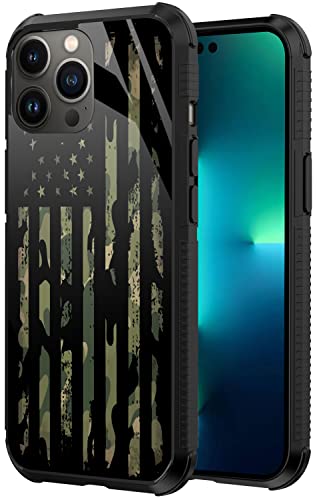 Dahaoguo Iphone 14 Pro Case,Camo American Flag For Men Boys [Anti-Scratch][Shockproof Corners] Fashion Pattern Hard Pc Back&Soft Tpu Cover Case For Iphone 14 Pro 6.1Inch 2022 Camo Usa Flag #TOP28