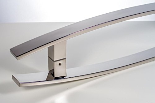 18 Inch Square Rectangle Flat Shape Stainless Steel Modern Contemporary Entry Door Handle Bar Ladder Pull Shower Glass Sliding Barn Door Interior Exterior Door Pull Push Chrome Mirror Polish Finish