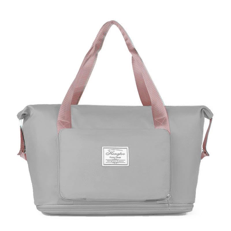 Image of WildHorn Nylon Duffel Bag for Women | Folding Carry-on Expandable Large Capacity DurableLightweight Travel & Gym Duffel with Front Zipper Pocket (Grey)