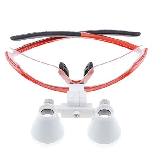 Orilao Chirurgisches Binokular, beschlagfreie Lupe, 3,5 x 420 mm Arbeitsabstand, optisches Glas, Rot