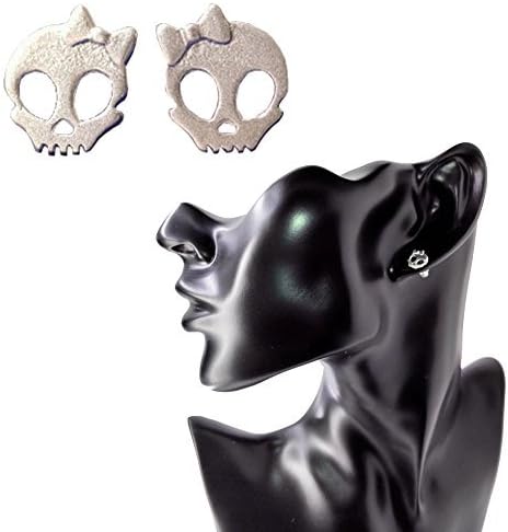 Pink Universe Cute Cool Skull Ear Stud Earrings 2 in 1 Pair with Gift Box