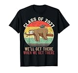Funny Retro Senior Class Of 2027 Sloth Cap Graduation Gifts T-Shirt