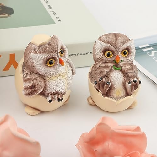 Figurillas de búho de resina con textura y detalles pintados miniatura 7