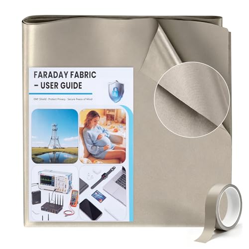 Galtunmy Faraday Fabric 43 x 36 with Conductive Tape Military Grade EMF RF Shielding Cloth Blocks WiFi Bluetooth GPS RFID & Cellular Signals for DIY Privacy & Device Protection