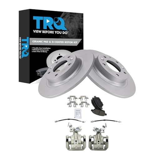 Image of TRQ Rear Brake Pad & Rotor Kit Ceramic Premium G-Coated Compatible with 2009-2012 Ford Fusion Lincoln MKZ 2009-2011 Mercury Milan