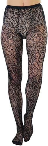 Image of ToBeInStyle Women's Elegant Floral Lace Inspired Spandex Net Full Length Tights