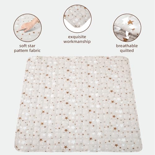 TreeBud Padded Mat for Kids Play Tent, Non-Slip Baby Activity Rug Mat, Teepee Play Mat for Baby Toddlers (Gary - Star, 47.3\"x47.3\" - Square)