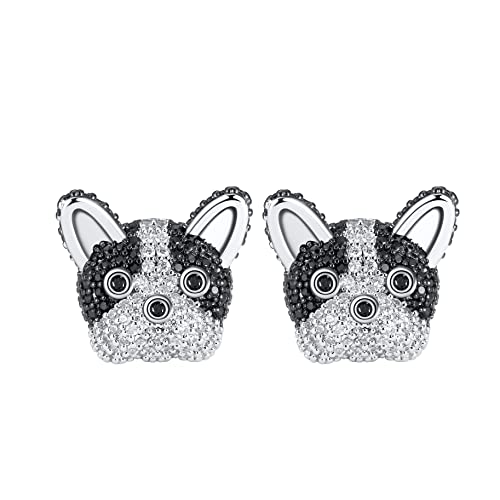 Frenchie French Bulldog Or Boston Terrier Stud Earrings Puppy Dog Doggie Cz Cubic Zirconia Black White Pup Paw Print Jewelry For Woman Girls Ginger Lyne Collection #TOP2