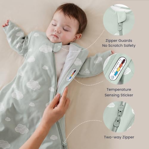 Image of Unisex Sleeping Bag for Babies and Toddlers 1.0 Tog Sleep Sack 6-18 Months, Newborn Sleep Sack, Wearable Blanket Baby, One Piece Long Sleeves, Gifts for Baby