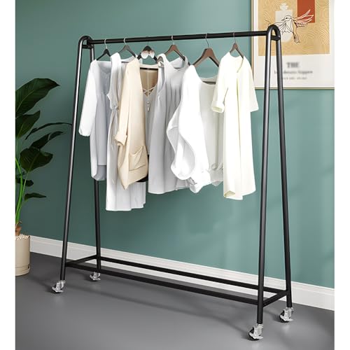 Portant à vêtements en métal robuste à roulettes noir 100x40x135cm pour maison