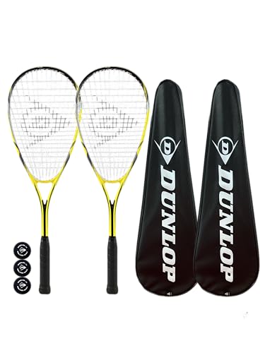 Racketworld Dunlop Nanomax Lite Ti - Juego de raquetas de squash, incluye fundas y 3 pelotas de squash