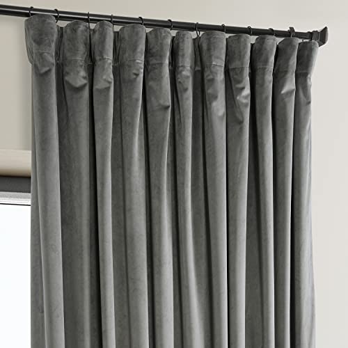 Image of HPD Half Price Drapes Signature Plush Extra Wide Velvet Blackout Curtains for Bedroom (1 Panel),100W X 120L Hotel Black Out Curtains for Living Room, Thermal Insulated Curtains, Nightlife Grey