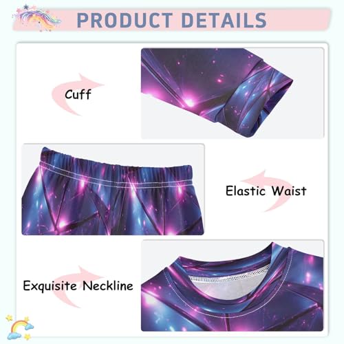 Pajama Sets Long Sleeve Blue and Pink Triangles Soft Comfy Sleepwear 2 Piece PJS 3-8T4