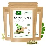 MoriVeda® Moringa Oleifera Cápsulas 600mg, 360 unidades. I Moringa de alta dosis, con vitaminas, proteínas y aminoácidos en ayurveda I Vegano y sin gluten I 3 x 120 cápsulas