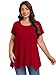LARACE Short Sleeve Shirts for Womens Plus Size Tops Casual Summer Clothes Asymmetrical Tunic Blouses(Red L)