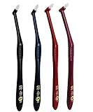 艶白 Tsuyahaku End-tuft Brush SS (Super Soft) Also Suitable for Braces & Sensitive Gum - BPA Free - 4 Count (Made in Japan) Assorted