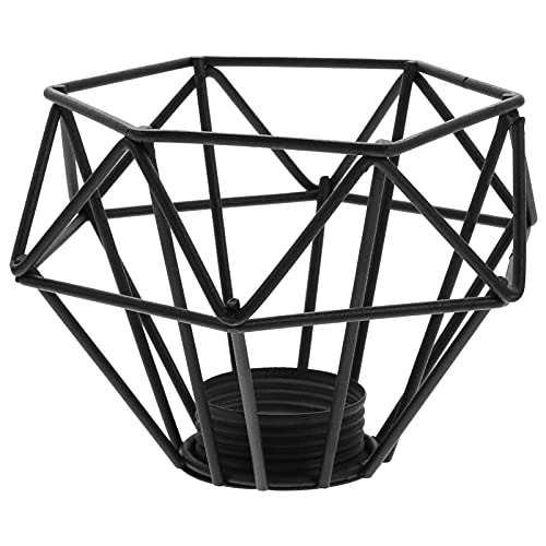 Image of Beaupretty Metal Cage Lamp Shade: Industrial Lamp Shade Decorative Lamp Guard Clip- on Chandelier Light Covers Ceiling Pendant Light Fixture for Table Wall Floor Ceiling Black