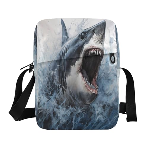 crossbody messenger bag mens crossbody bag small Women's Cross Body Purse Adjustable Strap for Shopping Shopping- Shark Blue