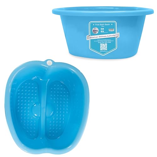 AWA Extra Large Pool Foot Bath, Sturdy Feet Soaking Tub and Pedicure Bowl, Foot Spa Kit for Women and Men (Blue Foot Tub)