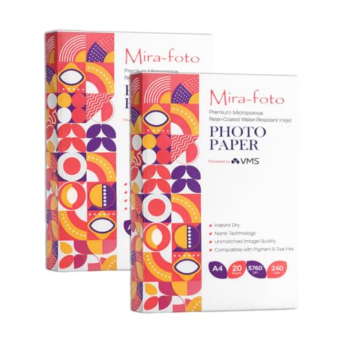 Image of 240 GSM A4 Premium Glossy Inkjet Photo Paper | Microporous RC Coated | Instant Dry & Water-Resistant | Compatible with all Inkjet Printers |20 sheets Set of 2