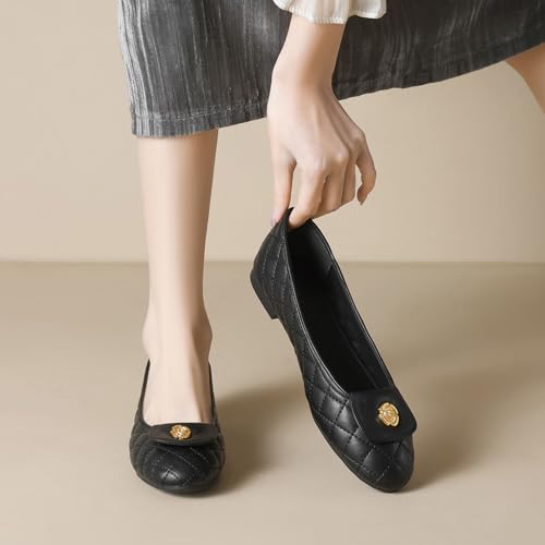 SWDZM Women's Flats Shoes Round Toe Ballet Dressy Flats Comfortable Slip On Walking Shoes3