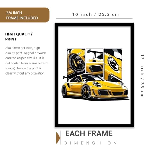 Image of kotart Big Sports Cars Framed Posters Gift Items for Boys Room Wall Decoration Bedroom Living Room Office Studio Decor | Car Poster Frame for Wall Decor Set Of 3 Size (10 X 13 inch)