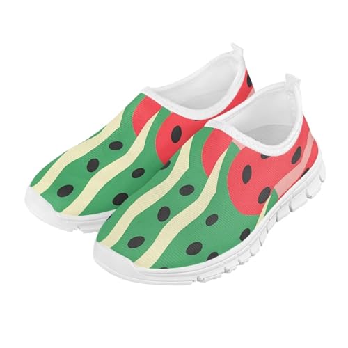 Ctsgobvahy Kids Athletic Slip-On Sneakers, Girls'Fashionable Skateboard Shoes for Daily Wear, Lightweight Non-Slip Eva Sole Boys Sneakers,Watermelon-2
