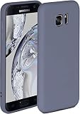 ONEFLOW Soft Case kompatibel mit Samsung Galaxy S7 Hülle aus Silikon, erhöhte Kante für Bildschirmschutz, zweilagig, weiche Handyhülle - matt Blau Grau