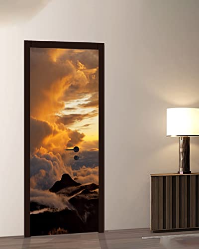 Door Sticker - Flfk 3D Door Mural Peel And Stick, Removable Self-Adhesive Sunset Door Wallpaper For Home Decor, 30.3 "W X 78.7 "L, Set Of 2 Sheets #TOP3