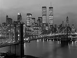 ART.COM Wall Photographic Print 1980s New York City Lower Manhattan Skyline Brooklyn Bridge World Trade Center, 32" x 24"
