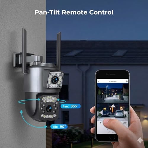 Image of DDLC 6MP Smart WiFi Dual Lens Outdoor PTZ CCTV Camera | 360 Rotation | Color Night Vision | Two Way Audio | Wireless Home Security Camera with Mobile App V380 Pro (Dual Lens PTZ)