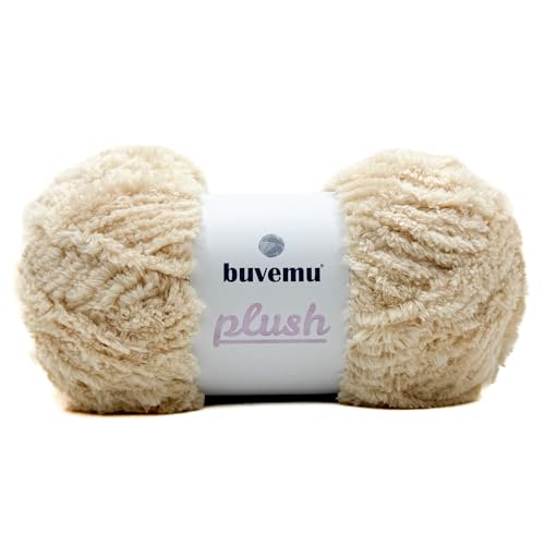 Image of Plush Faux Fur Bulky Yarn, Super Soft Fluffy Fuzzy for Knitting Crocheting Crafting, 100 Gram (3.53 Ounces) 109 Yards (100 Meters) (Light Beige)