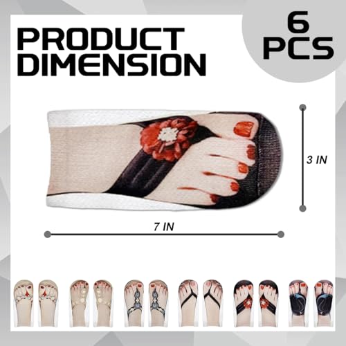 6 Pairs Funny Flip Flop Socks, 3D Manicure Print Socks for Women, Unique and Stylish2