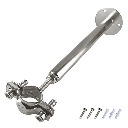 1 juego de soportes de tubo de montaje en pared de acero inoxidable 304, correas de tubo ajustables para tubo de 1.260-1.339 in, altura de soporte