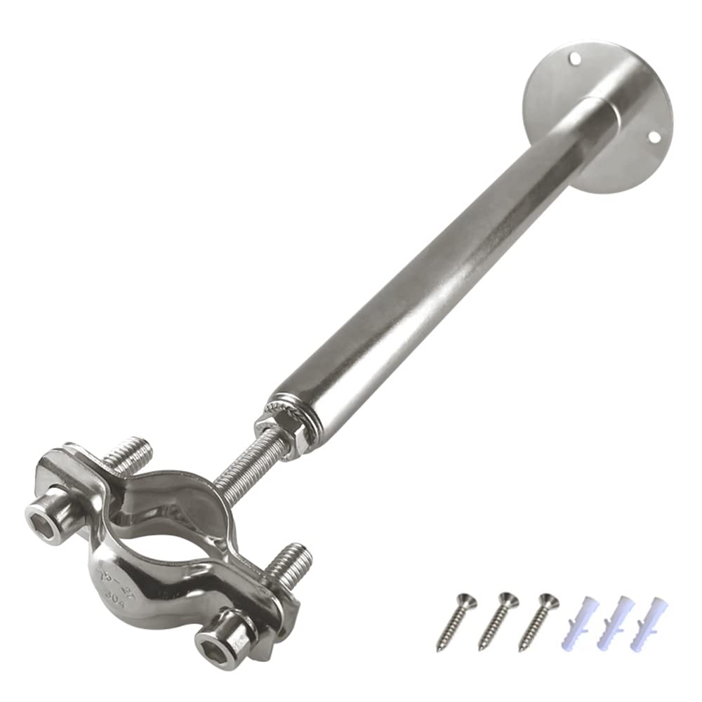 1 Set Lengthen 304 Stainless Steel Wall Mount Ceiling Mount Pipe Supports, Adjustable Pipe Bracket Clamp Pipe Straps for Out Dia 25-27mm Pipe Tube，