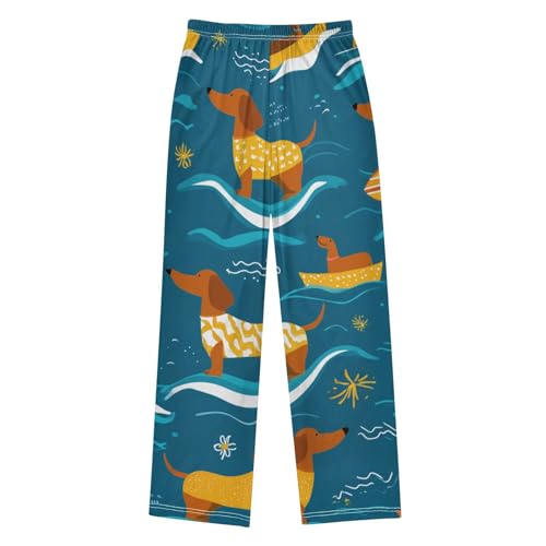 ZZXXB Dachshund and Ships Boys Long Pants Soft Trousers Elastic Waist Kids Lounge Bottoms with Pockets S-XL2
