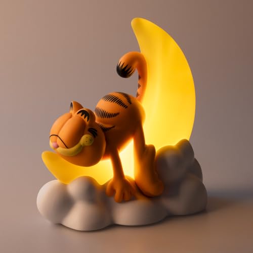 Lampara escritorio infantil Garfield - Lamparas de Mesita noche como Luz nocturna infantil | Lampara de mesa (USB Incluido o Pilas) - Decoracion habitacion 12x27x18,5 cm