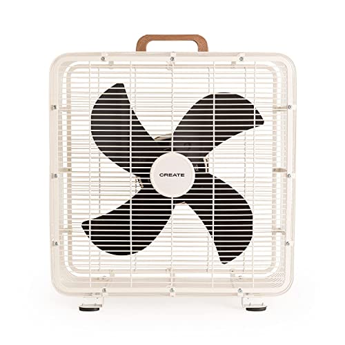 CREATE / AIR FLOOR BOX/Ventilador de suelo industrial /3 velocidades, 90w, 4 aspas, Cuerpo acero inoxidable, blanco