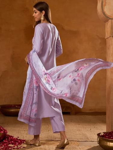 Image of Naixa Women's Rayon Embroidered Straight Kurta with Pant and Dupatta Sets (Available in Plus Size) (NX-696)