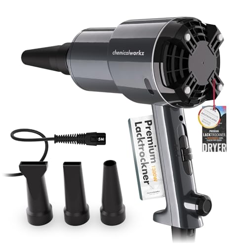 chemicalworkz Dryer 1.5PS Premium Auto Lacktrockner, 1300W Elektrische Staubgebläse, Druckluftspray, Laubbläser, Luftdruckspray, Druckluft Compressed Air Duster, Reinigungsset für Auto, Haus & Garten