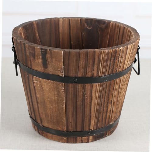Pot en bois carbonisé DOITOOL, poterie décorative rustique et durable - 8