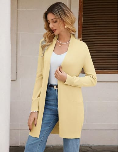 Image of GRACE KARIN Long Cardigan for Women Lightweight Open Front with Pockets | Oversized Cardigan Sweaters for Women, Soft Knit, Casual Fall Clothes, Layering Piece for Fall, Winter & Office Wear
