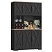 HOCSOK Credenza Cucina, Alta Dispensa Cucina con 6 Armadietti, Rimovibile Portabottiglie da parete con porta calici, Microonde con Ripiani Aperti, mobile soggiorno (Nero) immagine